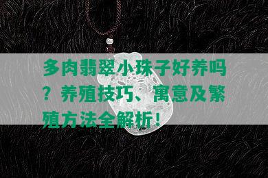 多肉翡翠小珠子好養嗎？養殖技巧、寓意及繁殖方法全解析！
